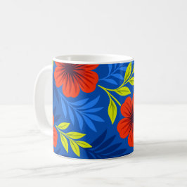 Fette scharlachrote Blüten mit eleganten Blättern Kaffeetasse