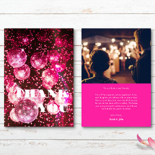 Fette Schicke Heiß Rosa Glitter Retro Disco-Kugel  Dankeskarte