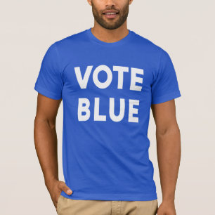 Fette Schrift Blau weißer Text auf blauem politisc T-Shirt