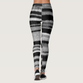 fette schwarz-weiße Streifen aus gestrichenem Shab Leggings (Rückseite)