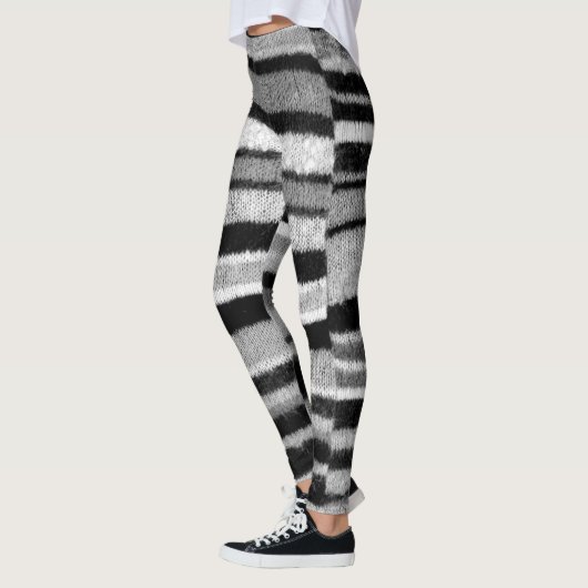fette schwarz-weiße Streifen aus gestrichenem Shab Leggings (Links)