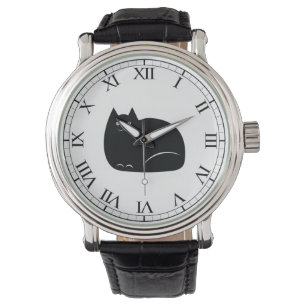 Fette schwarze Katze Armbanduhr