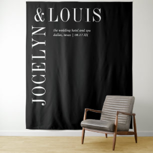 Fette schwarze moderne Hochzeitshintergrund Wandteppich