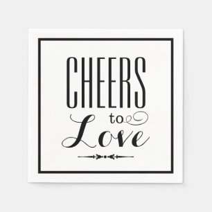 Fette schwarze Rahmen Cheers to Love Hochzeit Serviette
