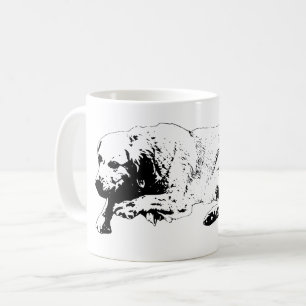 Fette schwarze Tinte Schlafender Hund für ruhige M Kaffeetasse