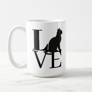 Fette schwarze typografische Katzensilhouette Katz Kaffeetasse