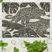 Fette schwarze und cremefarbene tropische Dschunge Geschirrtuch (Gefaltet)