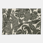 Fette schwarze und cremefarbene tropische Dschunge Geschirrtuch (Horizontal)