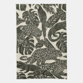 Fette schwarze und cremefarbene tropische Dschunge Geschirrtuch (Vertikal)