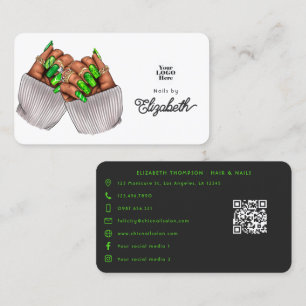 Fette schwarze und grüne Nagelstudio-Branding für Visitenkarte