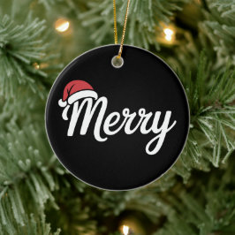 Fette schwarze Weihnachtsmannmütze Frohe Weihnacht Keramik Ornament