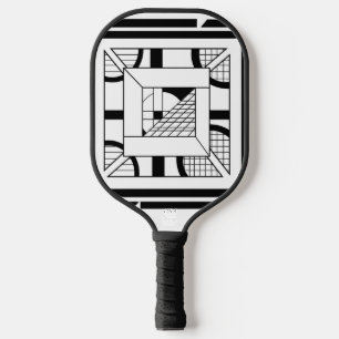Fette schwarze weiße geometrische abstrakte Linien Pickleball Schläger