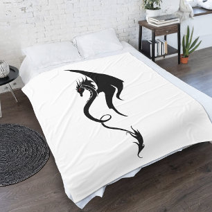 Fette schwarze weiße Stammes-Drache-Illustrationsg Fleecedecke