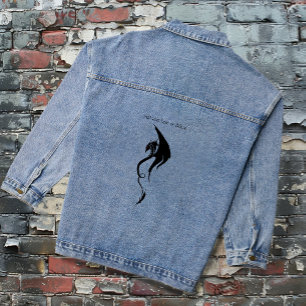 Fette schwarze weiße Stammes-Drache-Illustrationsg Jeansjacke