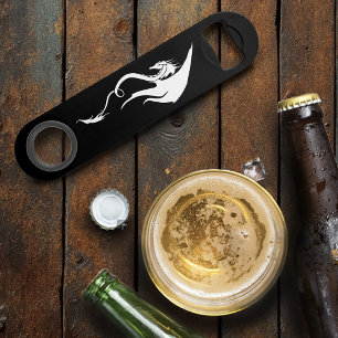 Fette schwarze weiße Stammes-Drache-Illustrationsg Speed Flaschenöffner
