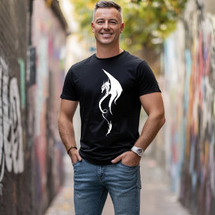 Fette schwarze weiße Stammes-Drache-Illustrationsg T-Shirt