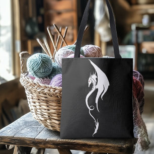 Fette schwarze weiße Stammes-Drache-Illustrationsg Tasche
