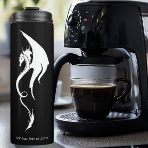 Fette schwarze weiße Stammes-Drache-Illustrationsg Thermosbecher