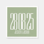 Fette Script Sage Green White Ultra Modern Wedding Serviette (Vorderseite)