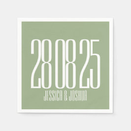 Fette Script Sage Green White Ultra Modern Wedding Serviette
