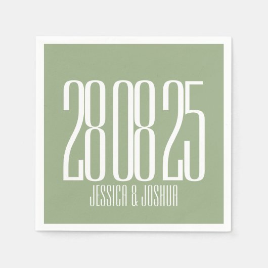 Fette Script Sage Green White Ultra Modern Wedding Serviette (Vorderseite)