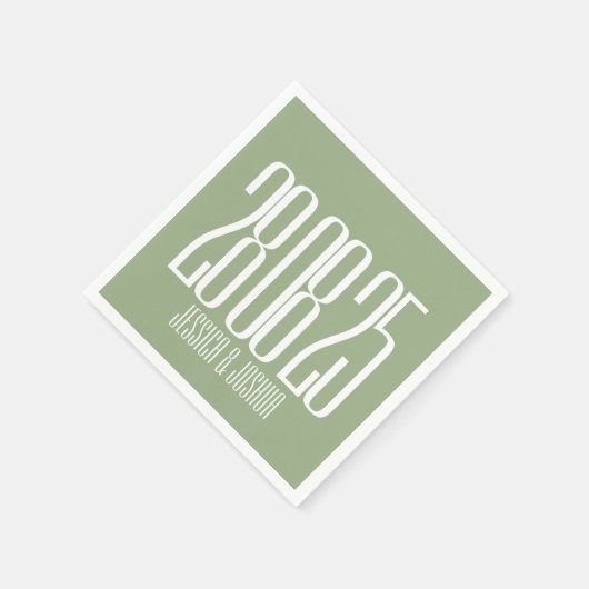 Fette Script Sage Green White Ultra Modern Wedding Serviette (Ecke)