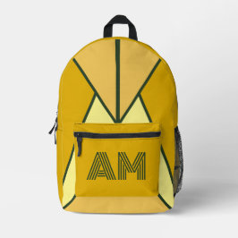 Fette Senf und geometrisches Kohle-Monogramm Bedruckter Rucksack