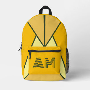 Fette Senf und geometrisches Kohle-Monogramm  Bedruckter Rucksack