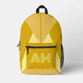 Fette Senf und geometrisches Kohle-Monogramm Bedruckter Rucksack