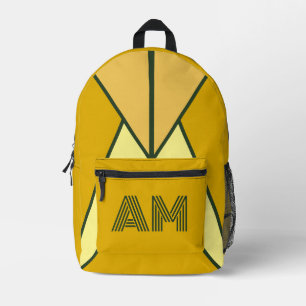 Fette Senf und geometrisches Kohle-Monogramm  Bedruckter Rucksack