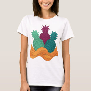 Fette Silber-DREI-ANANAS-Künstlerische Motiv T-Shirt