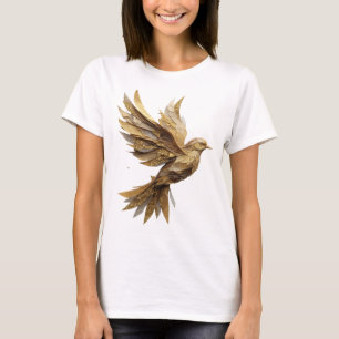 Fette Silber-GOLDENER VOGEL 3D-Textkunst T-Shirt