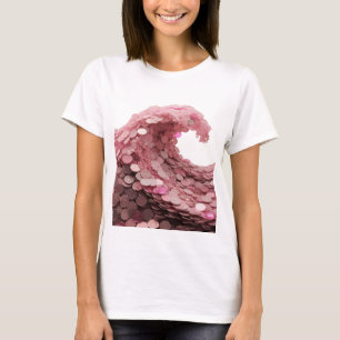 Fette Silber-PINK COIN-WELLE Modernes Design T-Shirt