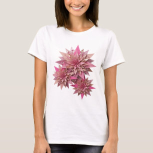 Fette silberne BLUMEN 3D-Textkunst T-Shirt