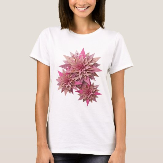 Fette silberne BLUMEN 3D-Textkunst T-Shirt (Vorderseite)