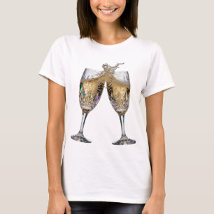 Fette silberne CHAMPAGNER-TOAST künstlerisches Mot T-Shirt