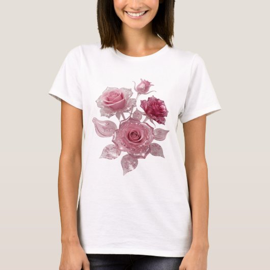 Fette Silver PINK ROSES Statement T-Shirt (Vorderseite)