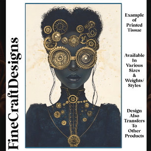 Fette Steampunk-Frau Schwarze Haut Lippen P1 Decou Seidenpapier