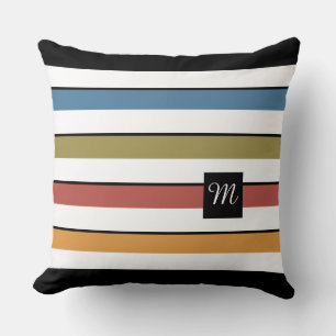 Fette Streifen-Monogramm Herbst Kissen