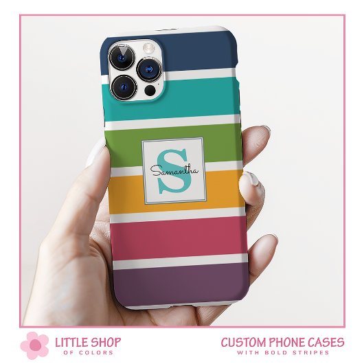 Fette Streifen Monogramm iPhone 15 Hülle