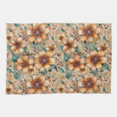 Fette Tan- und Türkisblumen Geschirrtuch (Horizontal)
