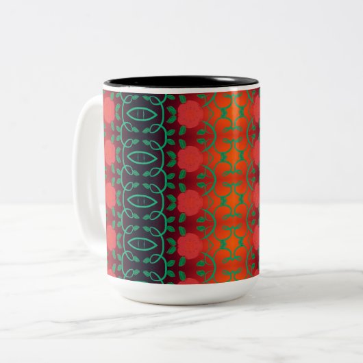 Fette Tasse mit Blumenmuster (Vorderseite Links)