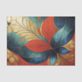 Fette Teal-Rot-Blumen-Dekupage Seidenpapier (Vorderseite)
