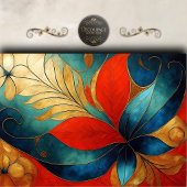 Fette Teal-Rot-Blumen-Dekupage Seidenpapier