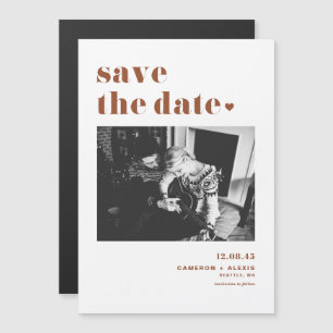 Fette Terrakotta-Typografie Foto Save-the-Date-Mag Magneteinladung