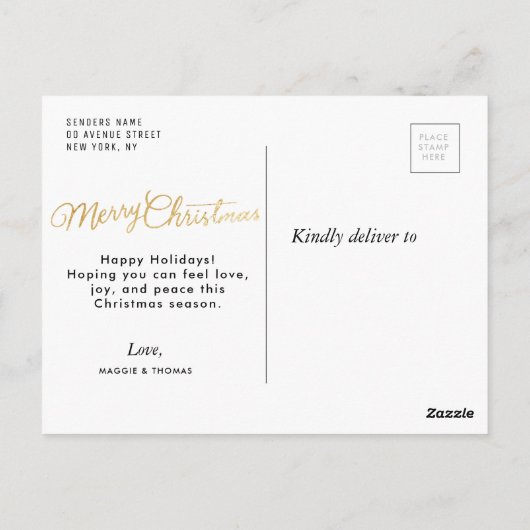 fette Textfolie fröhliche Weihnachtsschrift Postkarte (Rückseite)