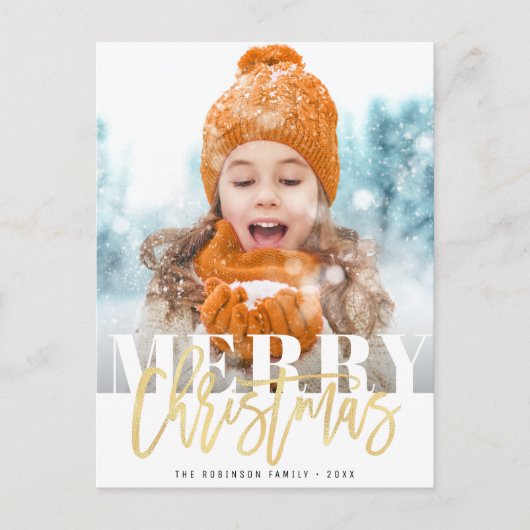 fette Textfolie fröhliche Weihnachtsschrift Postkarte (Vorderseite)