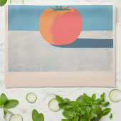 Fette Tomate auf blauer minimalistischer Kunst Geschirrtuch (Gefaltet)