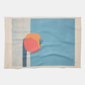 Fette Tomate auf blauer minimalistischer Kunst Geschirrtuch (Horizontal)