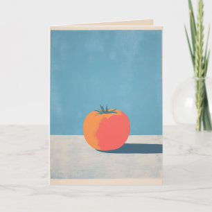 Fette Tomate auf blauer minimalistischer Kunst Karte